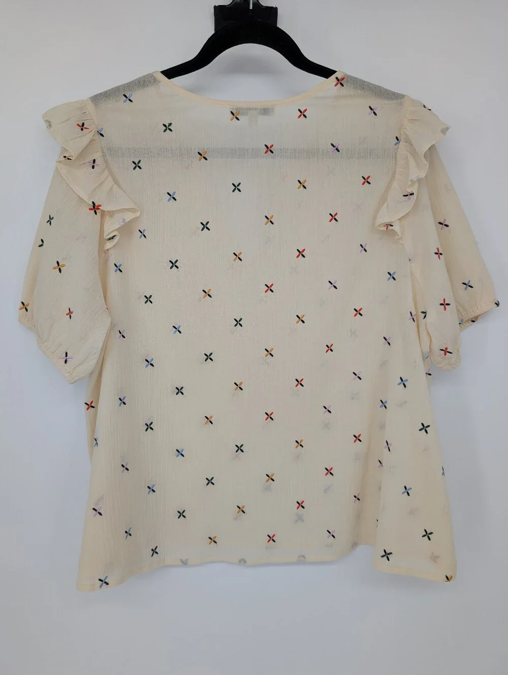 NWT Madewell Embroidered Gazebo Top | Size XL | Cream Short Sleeve Summer